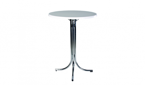 bar table, hinged, chrome/white Ø 85 cm 