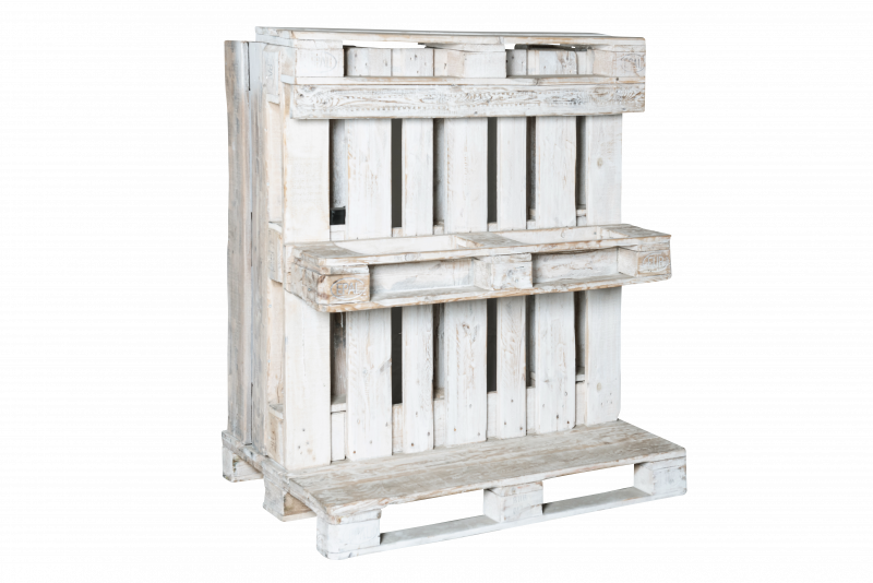 pallet rear wall for bar, white glazed 