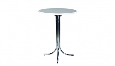 bar table, hinged, chrome/white Ø 85 cm 