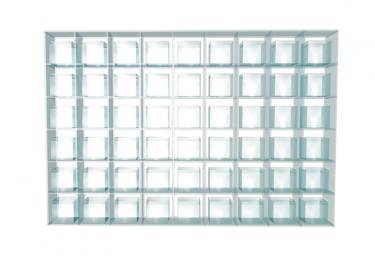 Plexiglasregal mit 54 Feldern 